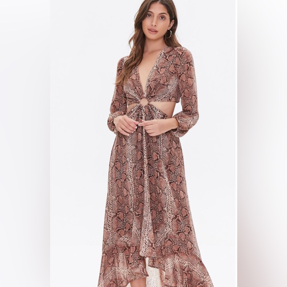 NWT Forever 21 snake print cut out dress